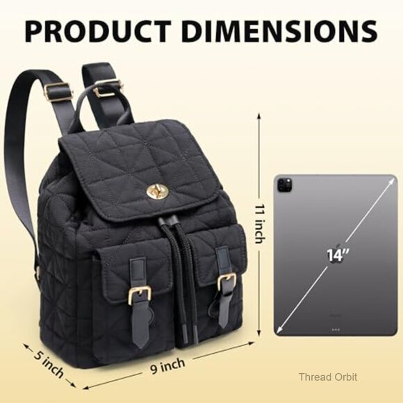 Small Quilted Backpack with Anti-Theft Pocket, Waterproof Daypack for Women main image 6